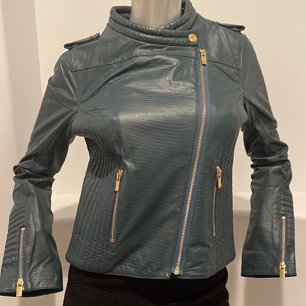 AS By DF Second Skin Genuine Green Leather Jacket Size S Brand New With …